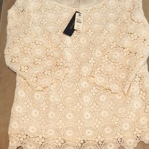 Woman's Dainty Off White Lacy Top By Talbots NWT Size 2P